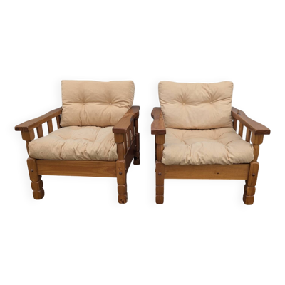 Paire de fauteuil style montagne cosy design vintage pin chalet
