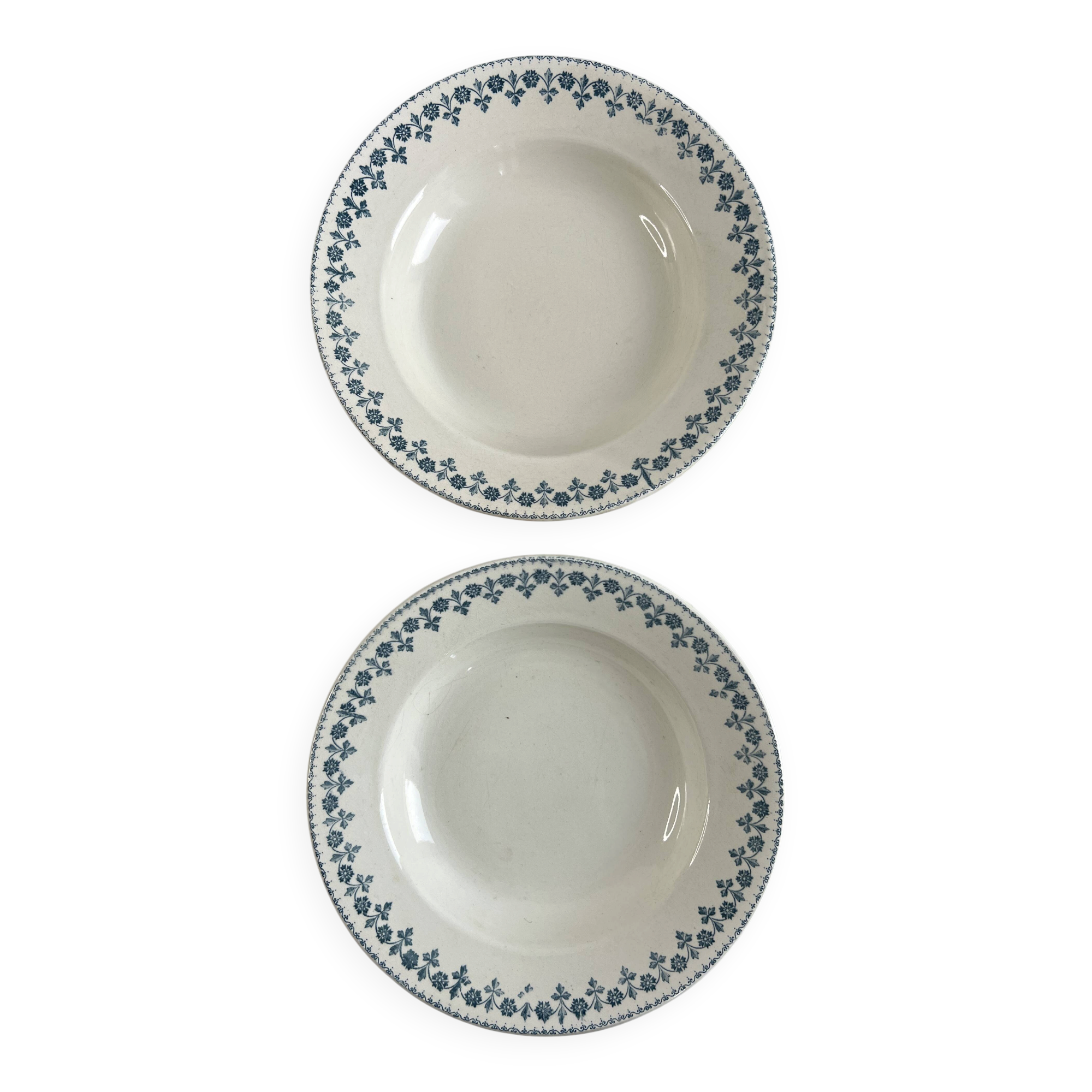 Set of 2 deep plates, ironstone LG Barreau.