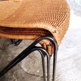 6 chaises rotin fer forgé vintage
