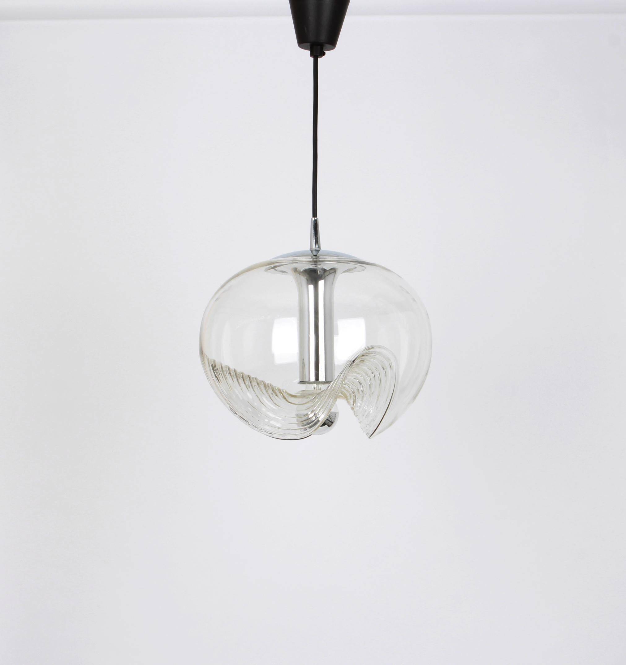 Clear Glass Pendants designed by Koch & Lowy, Germany, 1970s