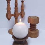 Three Scandinavian wooden candle holders, vintage design
