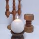 Three Scandinavian wooden candle holders, vintage design