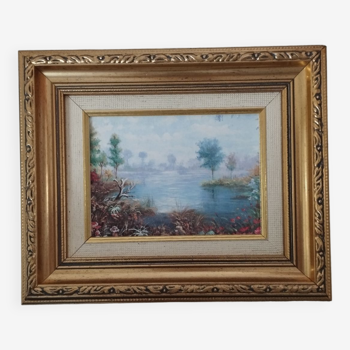 Oil on landscape canvas, gilded wood frame