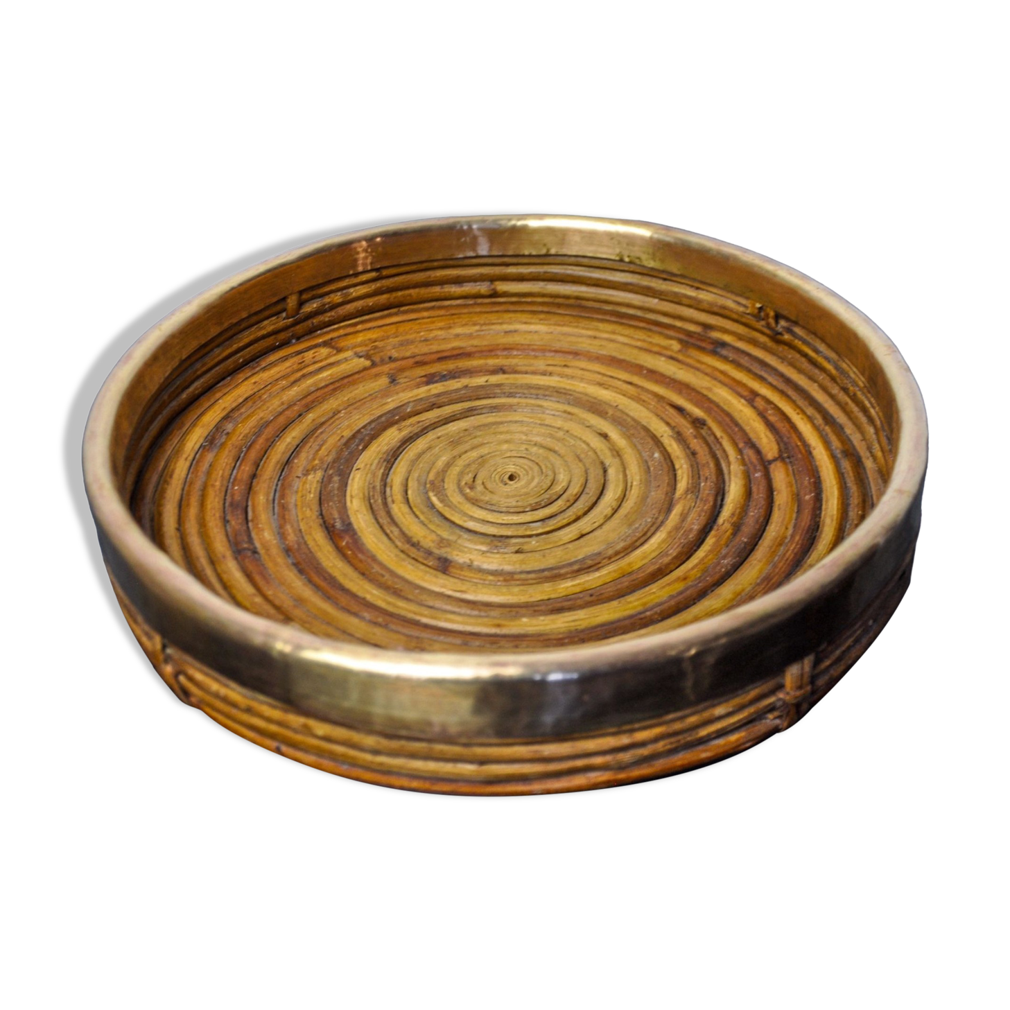 Rattan and brass top, Italy, 1970