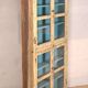 Burmese teak showcase with original beige & blue patina