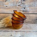 4 amber glass ear bowls