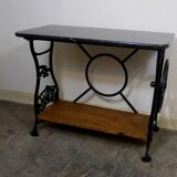 industrial cast iron and marble console table