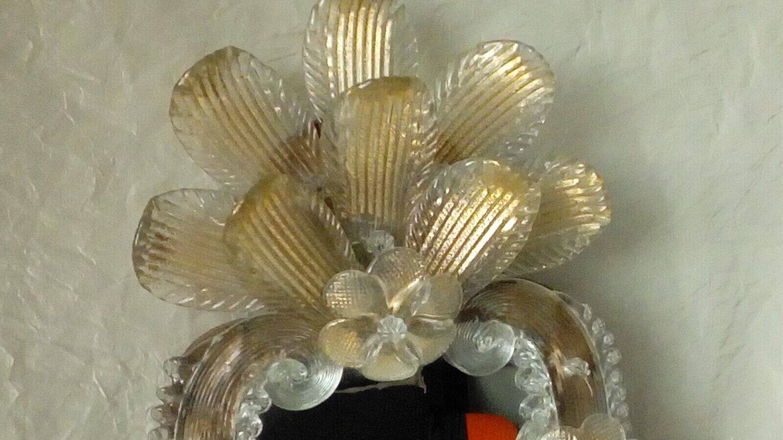 Venetian wall mirror in murano glass on wood 50s-60s