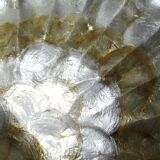 Large platter or shell-shaped catchall in capiz mother-of-pearl and vintage brass.