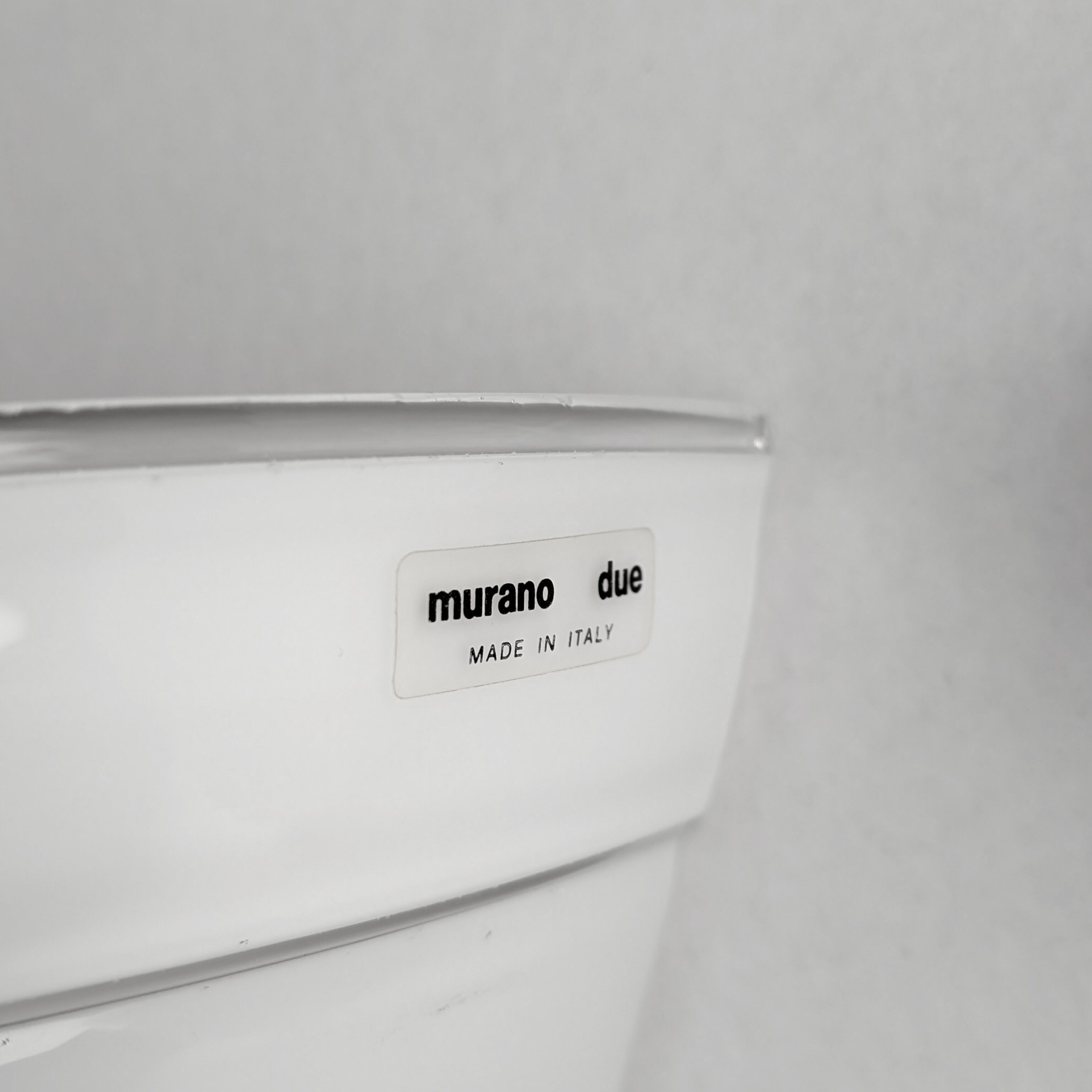 Pair of Murano Due white crystal wall lights, Italy, 1980s