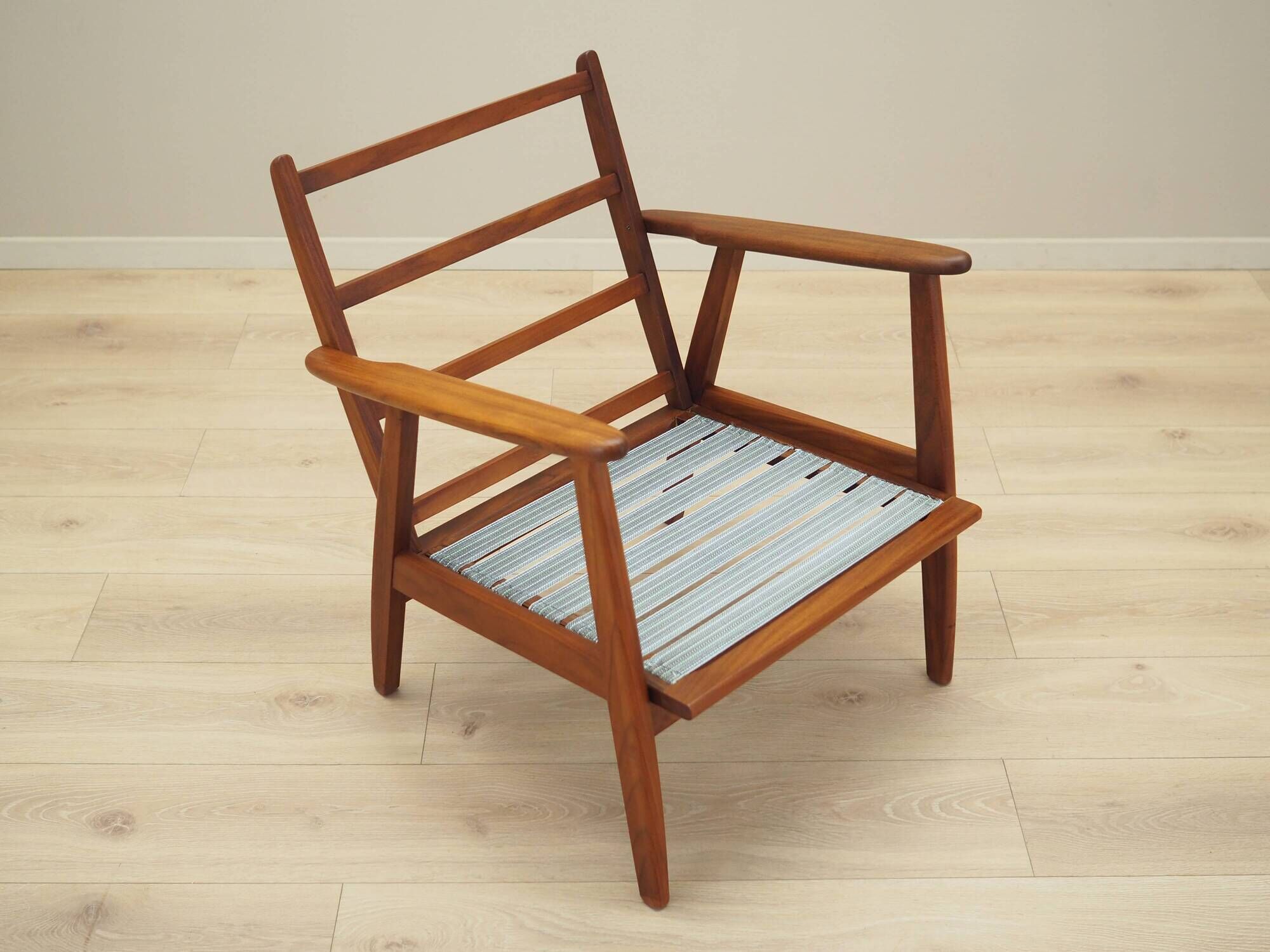 Danish armchair in wood and fabric, 1970s