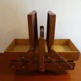 Sewing basket to lay vintage wood