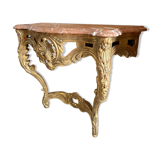 Marble topped gilded style wall standing console