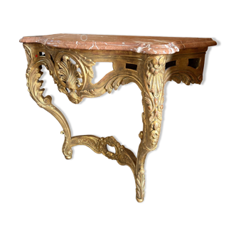 Marble topped gilded style wall standing console