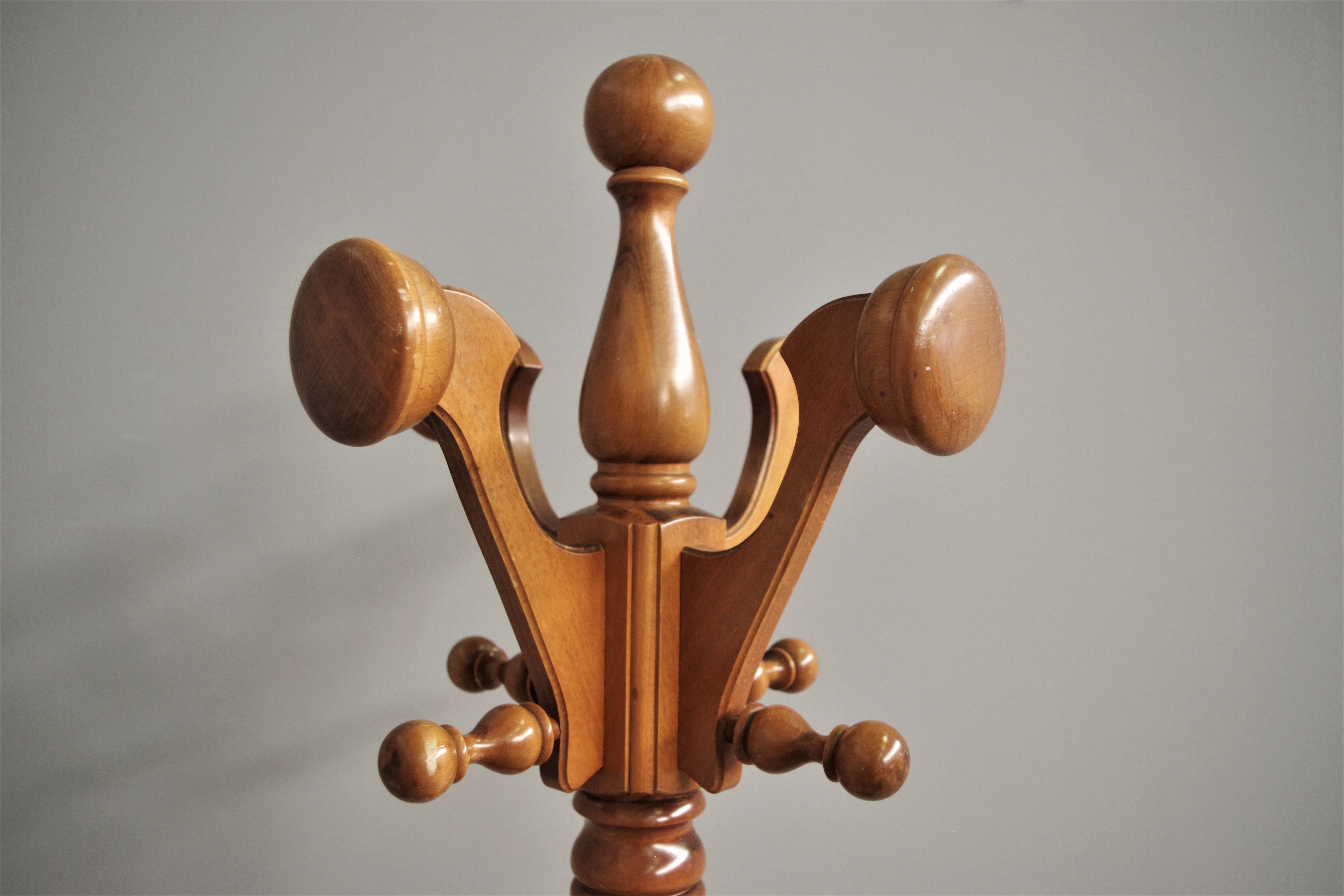 Column hanger in turned beech wood, 1970s