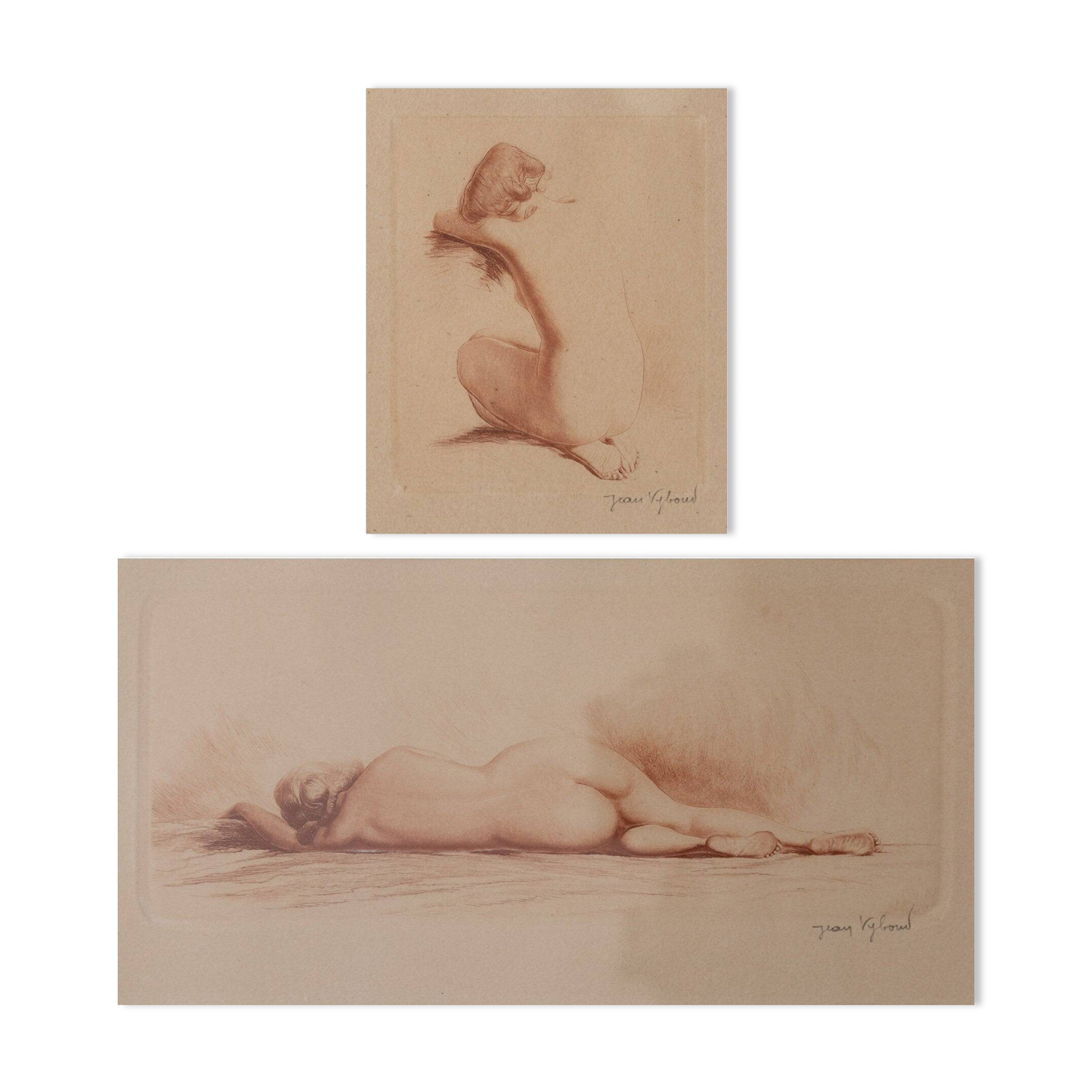 Jean Auguste Vyboud - Two Nude Life Studies