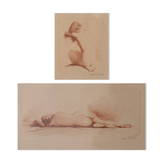 Jean Auguste Vyboud - Deux études de vie nue
