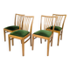 Lot de 4 chaises Mid-Century à barreaux, tissu vert foncé