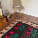 Very Old Romanian floral handwoven carpet made in wool, bohemian design