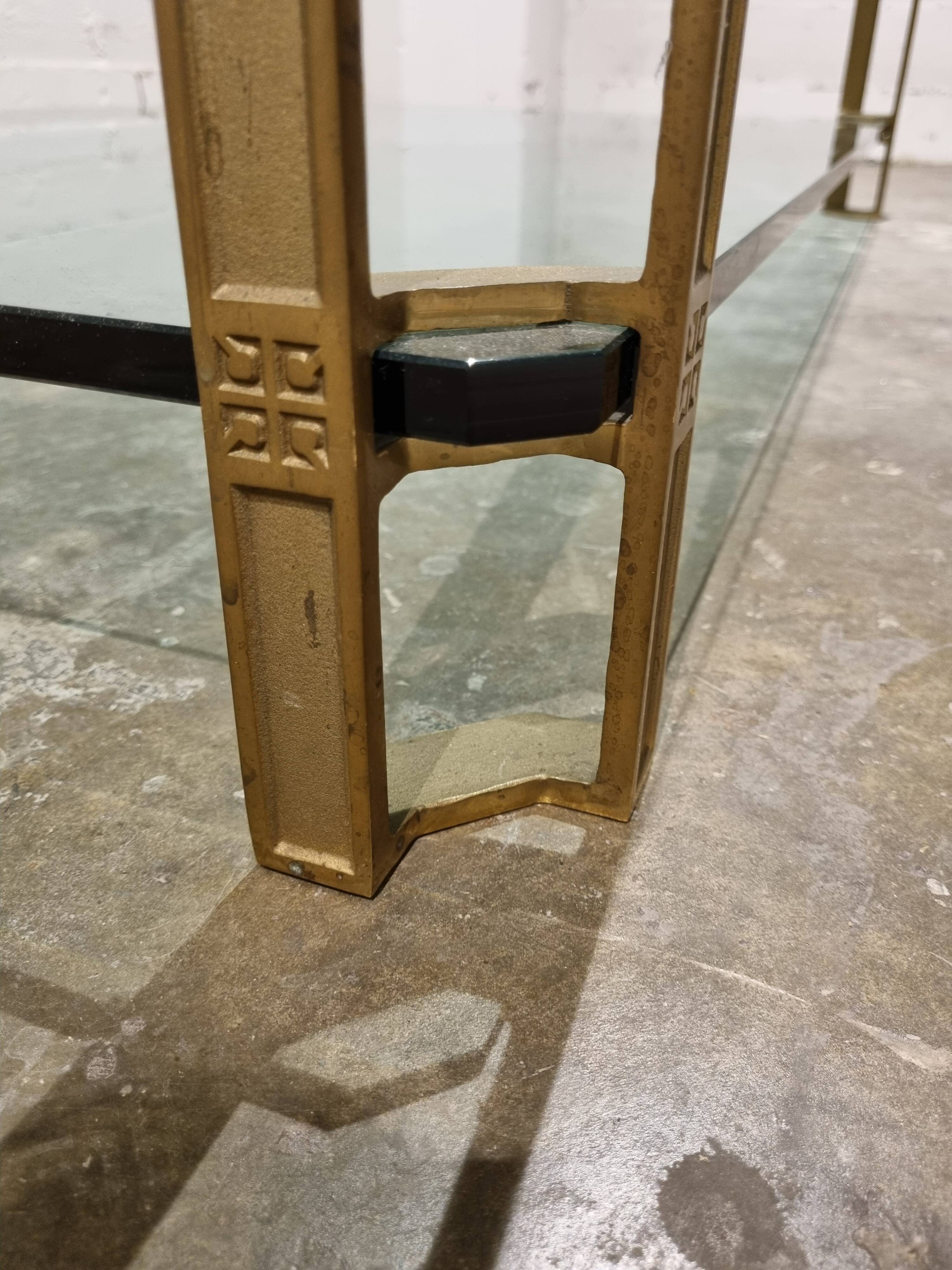 Vintage Brass and Glass Model T24 Coffee Table by Peter Ghyczy, 1970s