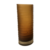 Vase en verre dépoli aux volutes ambrées