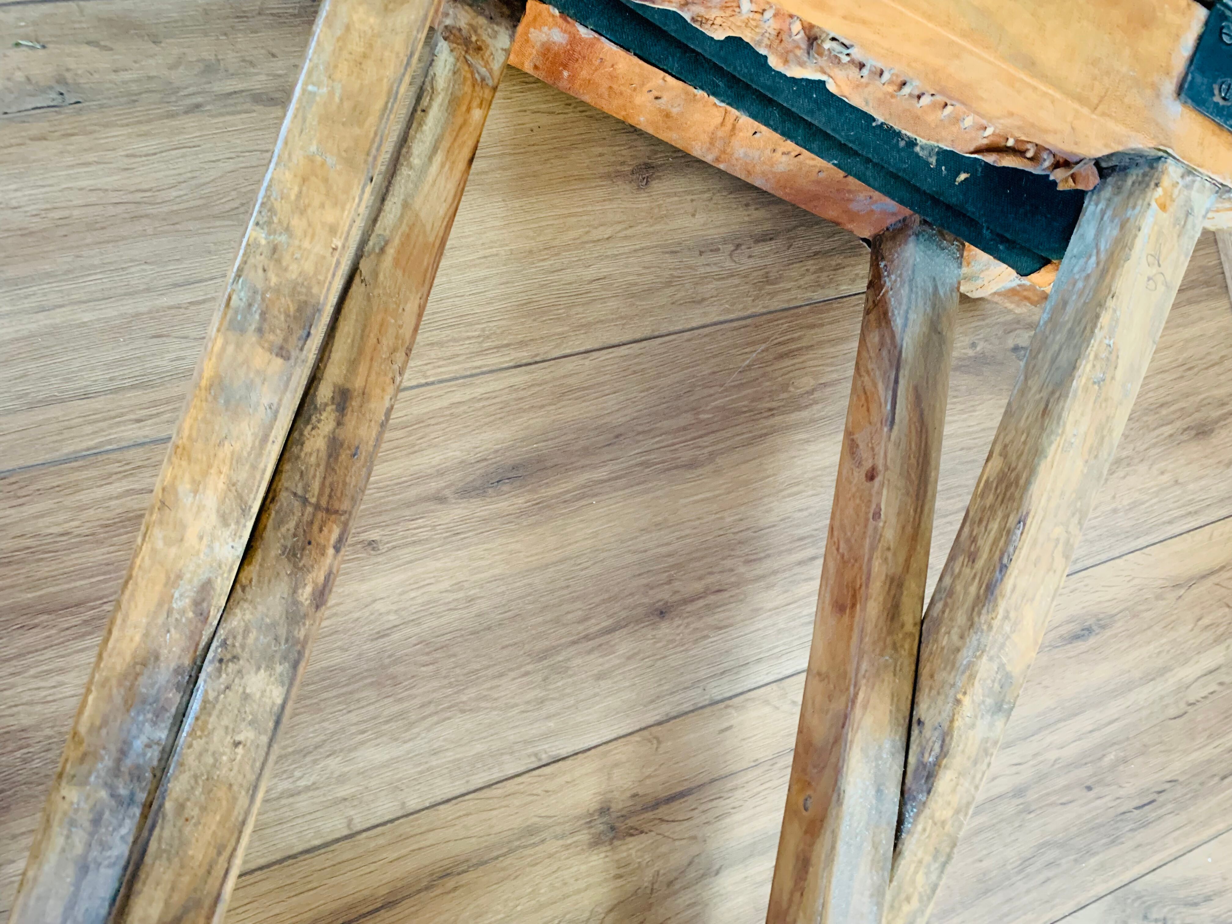 Fauteuil pliant bois et cuir