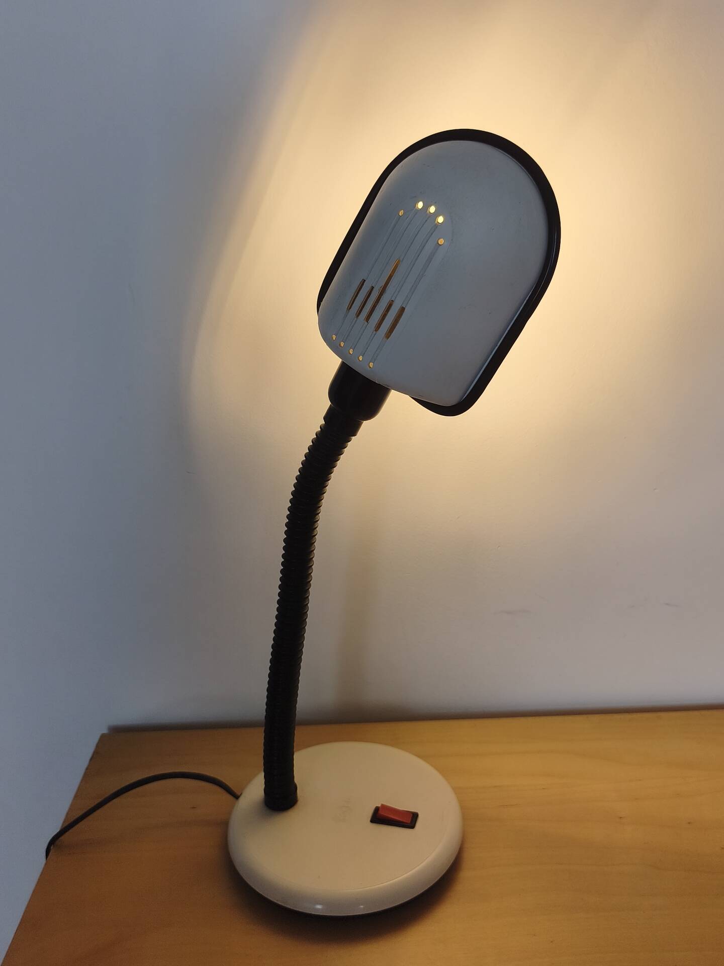 Lampe bureau blanche noire  bras articulé vintage