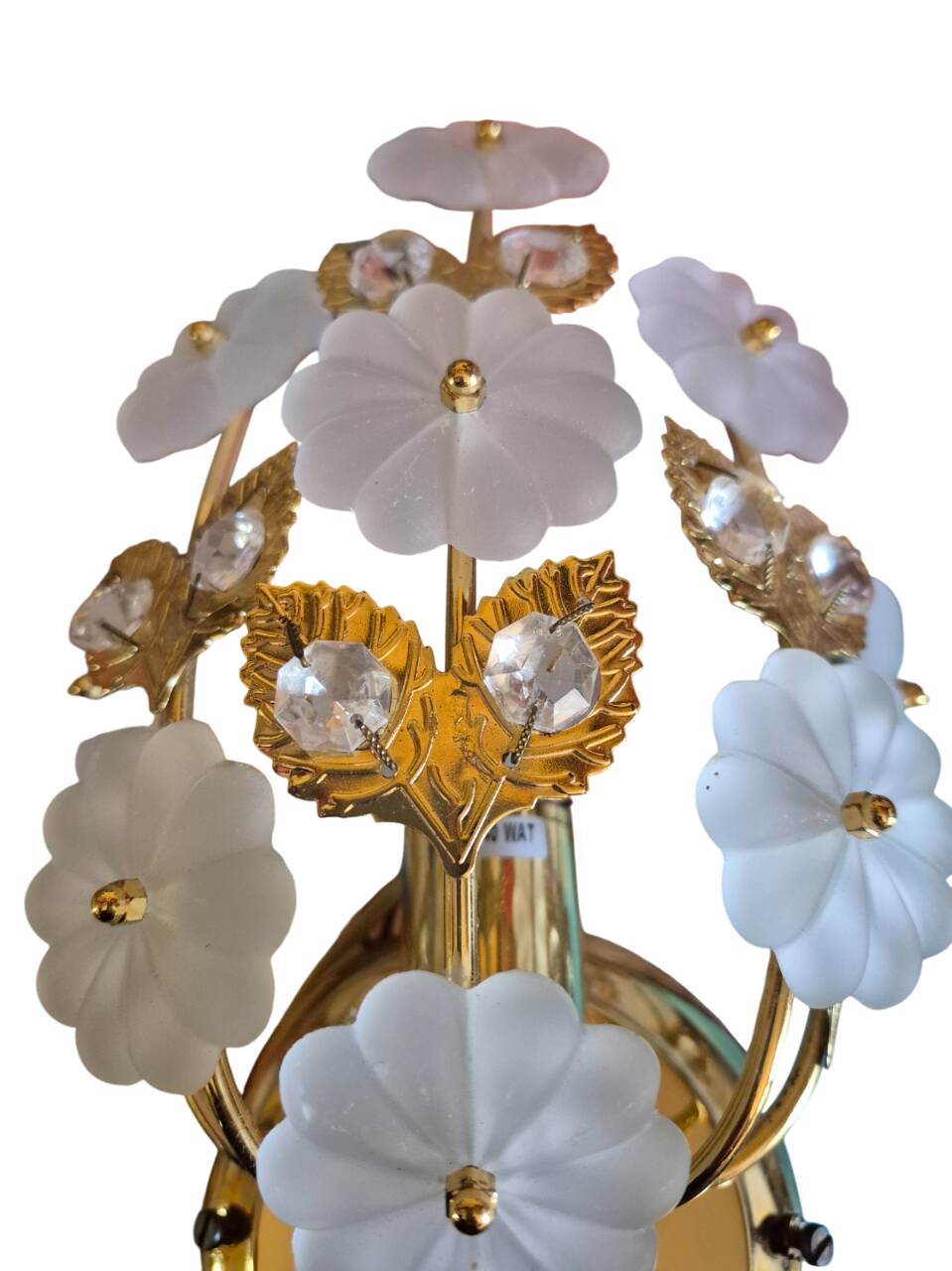 Pair of Banci Florence gold metal and crystal flower wall sconces