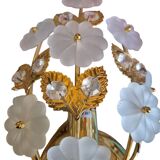 Pair of Banci Florence gold metal and crystal flower wall sconces