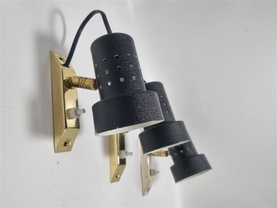 Trio of adjustable vintage wall lights