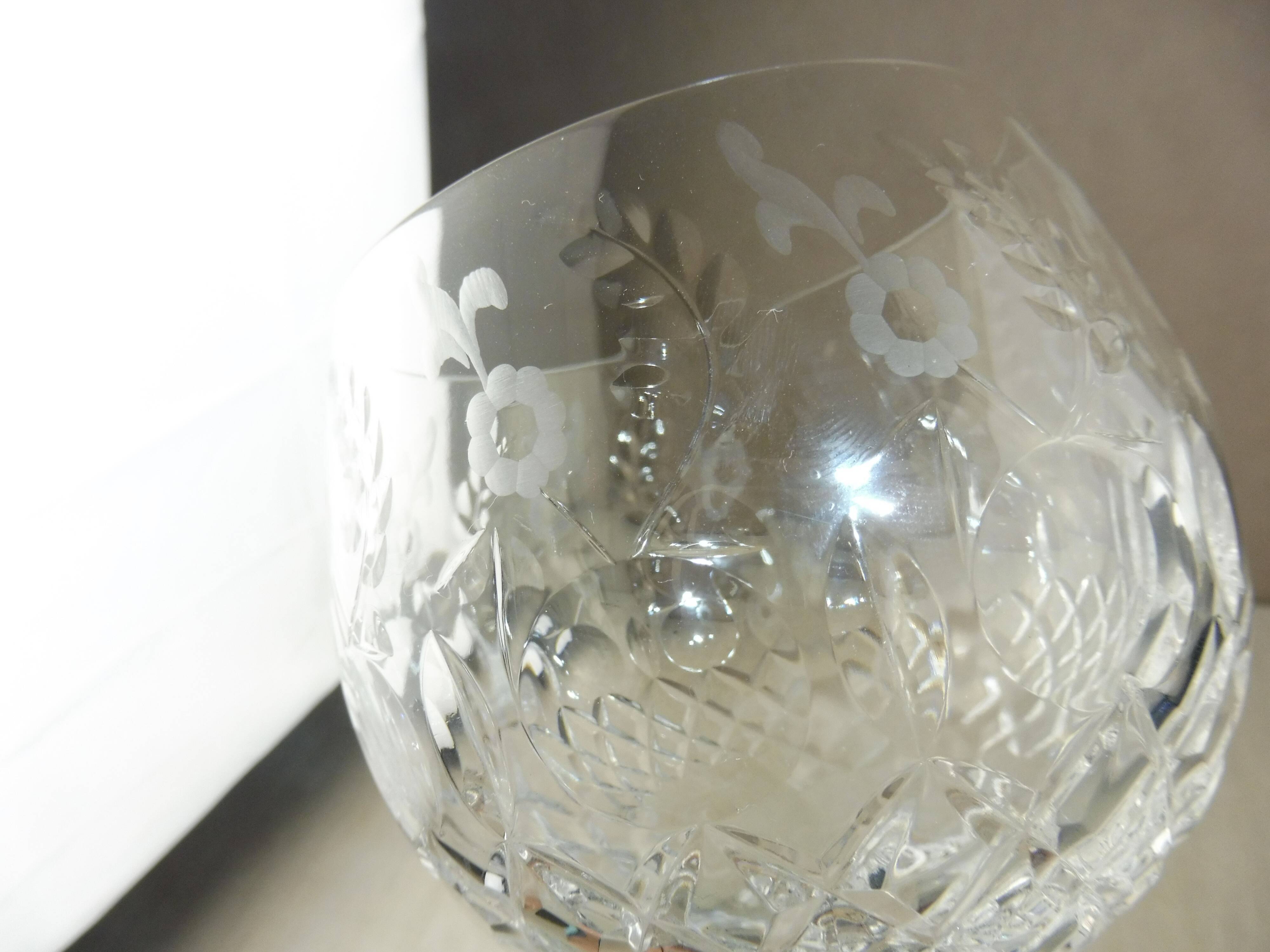 Former cut, engraved crystal wine glass, Rogaska Gallia, Slovenia