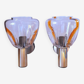 Pair of space age wall lights Targetti Sankey 70s