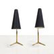 Set of two black and brass Italian bedside lamps