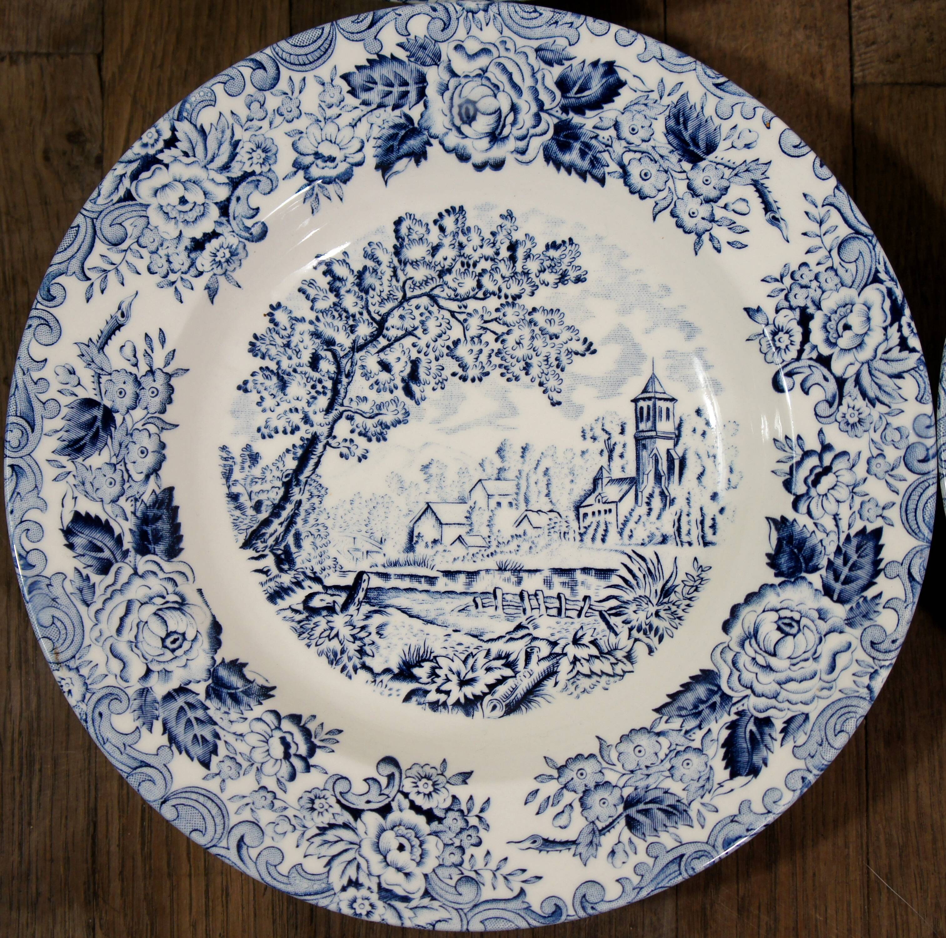 Set of 4 old English style hollow plates