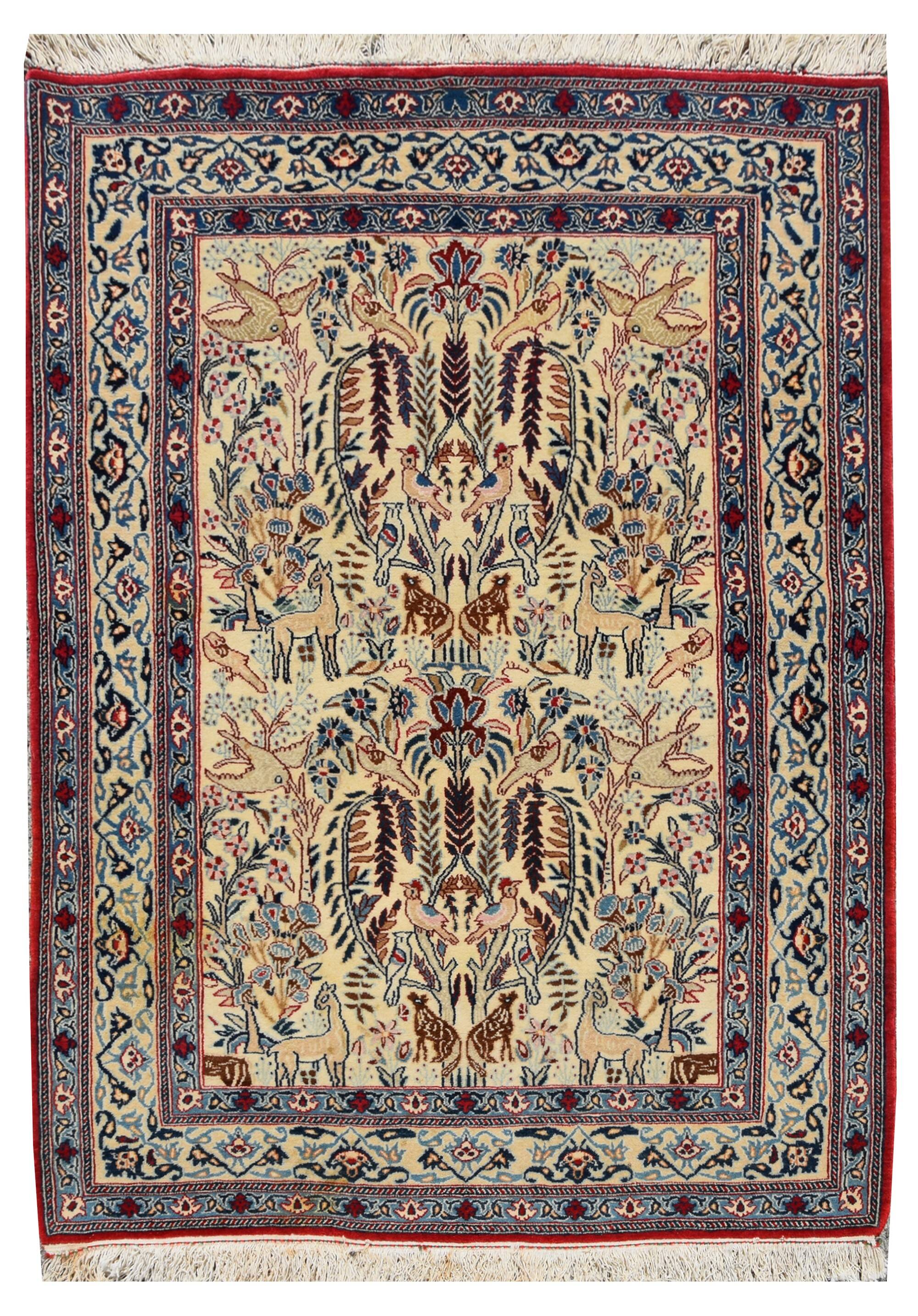 Tapis orient persan Iran Naïn Tudeshk 1.08 x 0.78 cm -Laine et soie