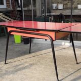 Red formica table with extensions