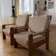 Paire de fauteuils en pin vintage 
