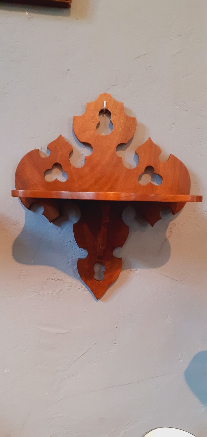 Pair of shelves late nineteenth century in solid walnut style Gothic