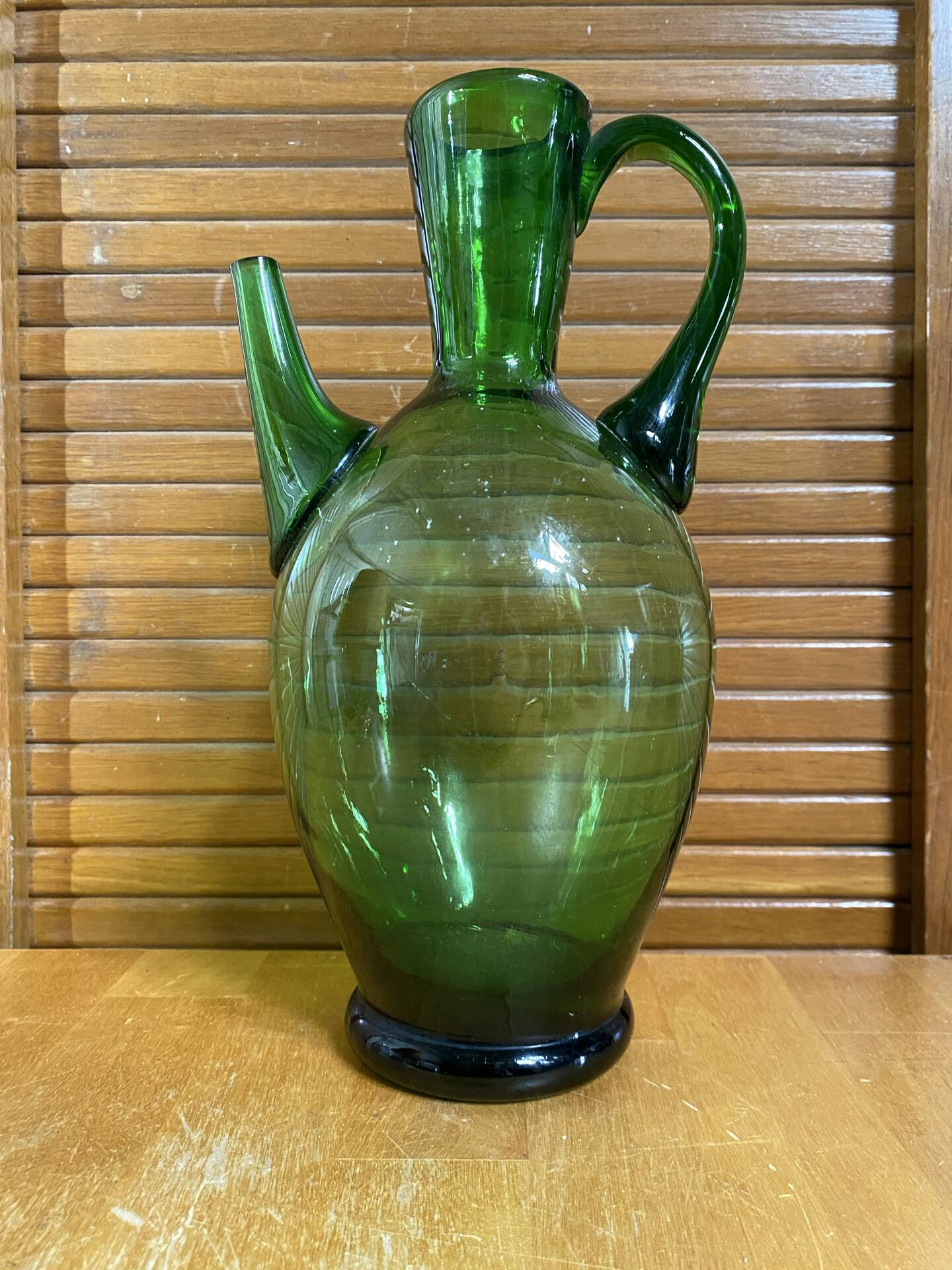 Old pitcher jug empoli bubbled green glass italy vintage