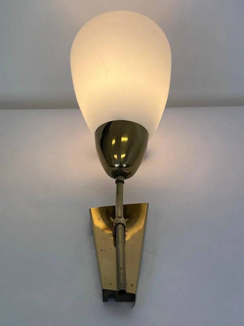 Mid Century Brass and Glass Wall Light/lamp by Kamenicky Senov - around 1970s