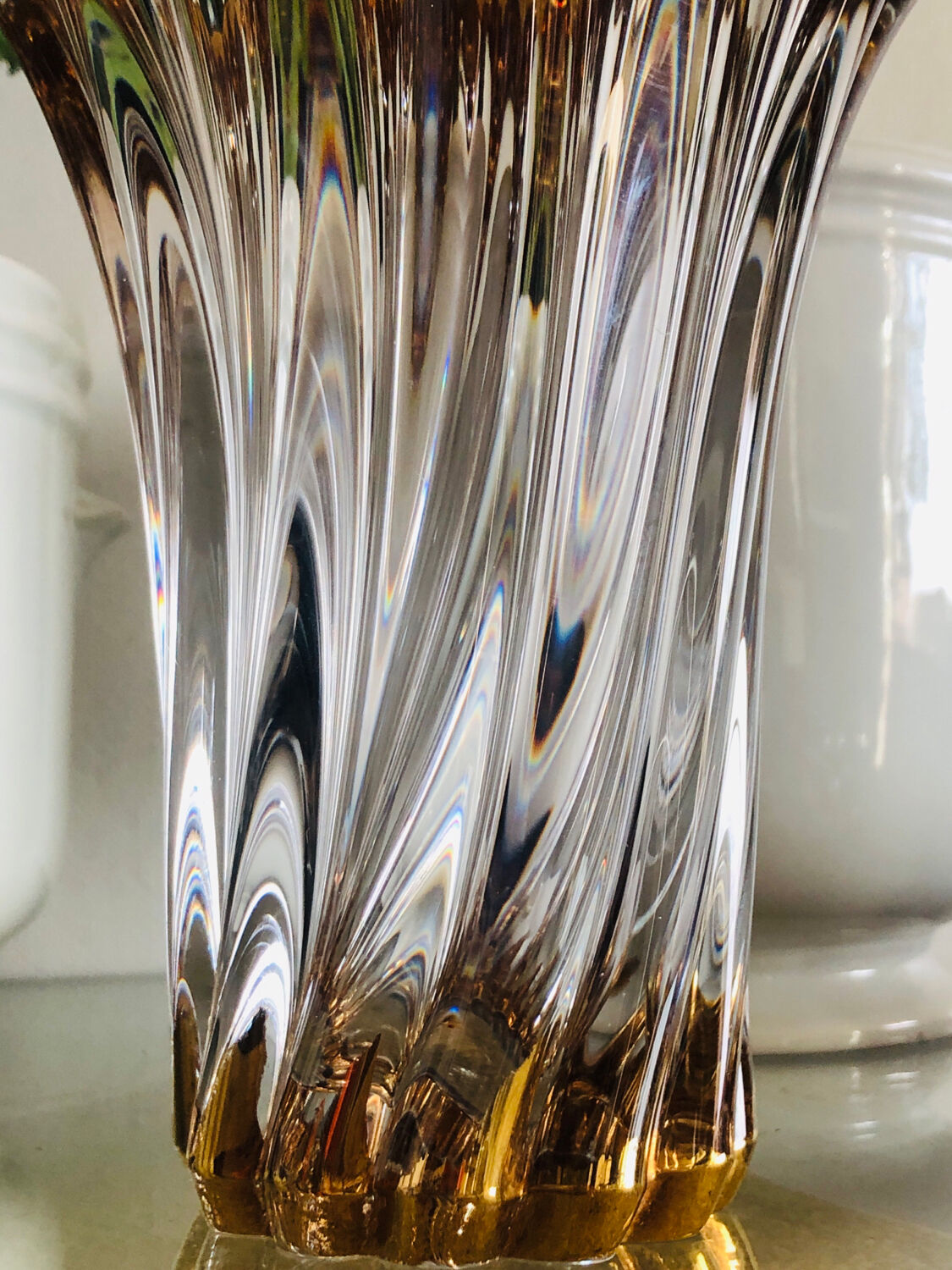 Antique vase in crystal and gilded with fine gold