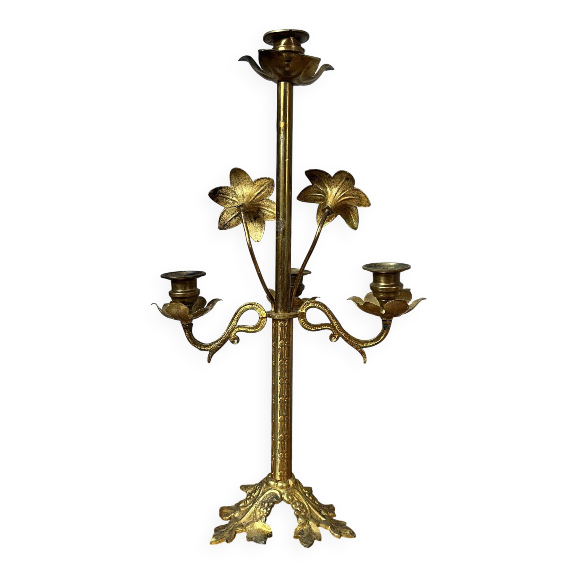Brass flower candlestick
