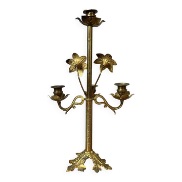 Brass flower candlestick