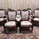 Napoleon III salon set 9 pieces solid mahogany rose fabric