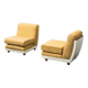 Pair of vintage yellow fabric armchairs, 1970s modernism