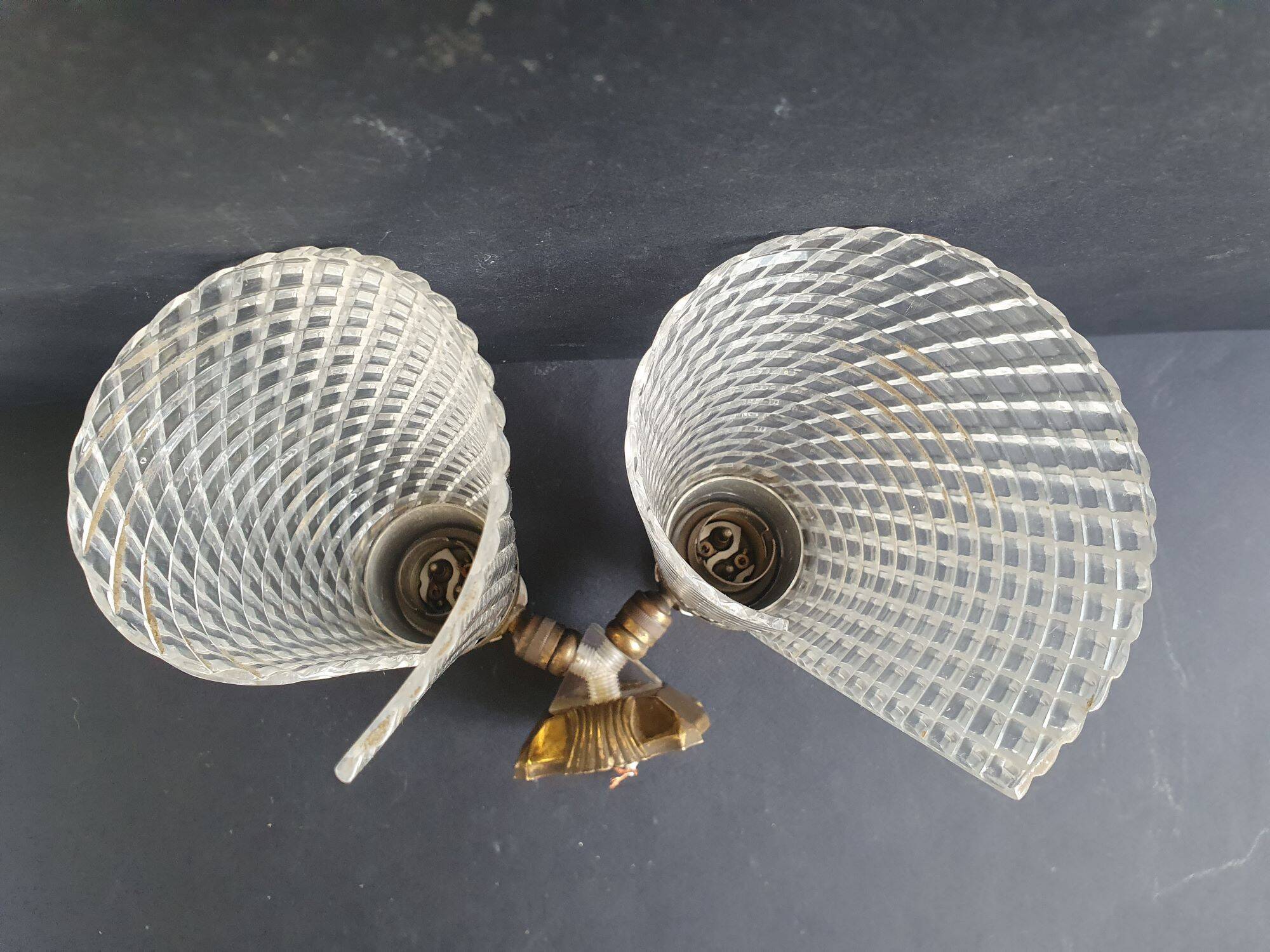 Pair of double light wall sconces from the 1960s.