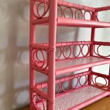 Pink rattan shelf