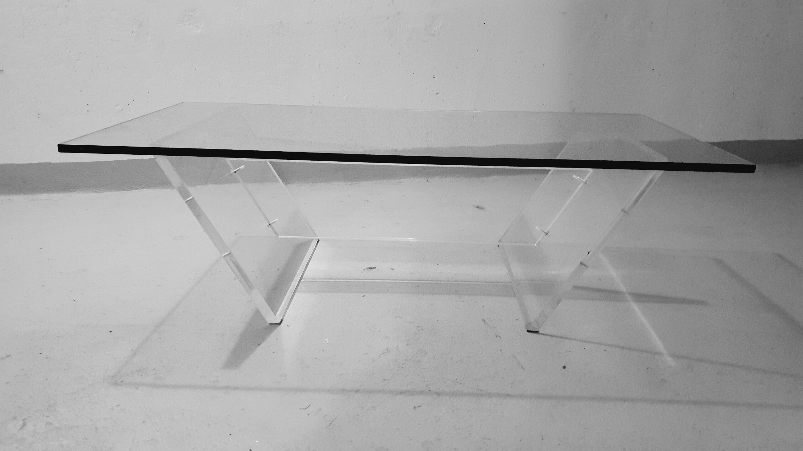 Glass and plexiglass coffee table 1970