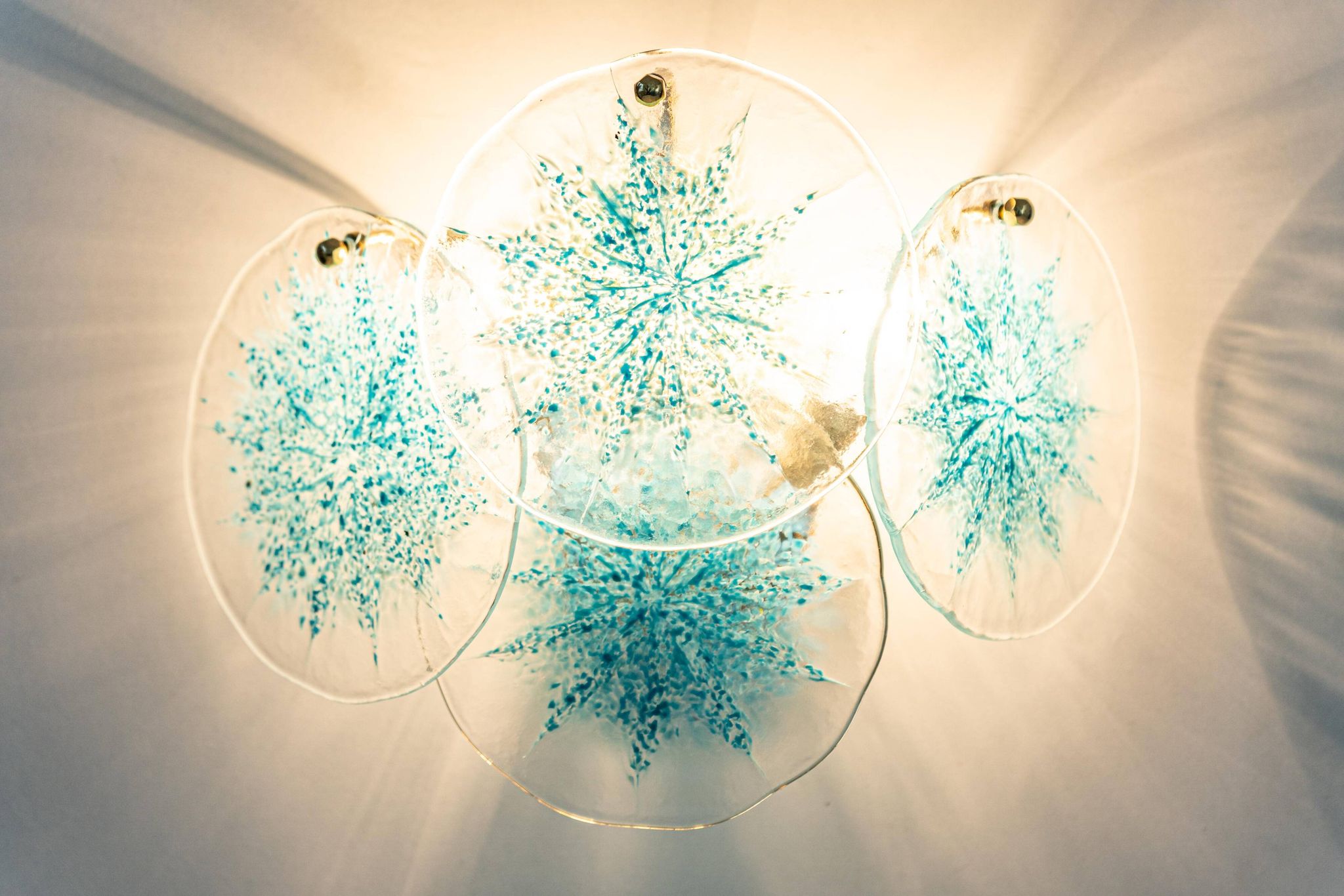 Blue Glass Disc Wall Light Vistosi, Italy, 1960s