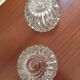 Duo of chiseled glass photophores